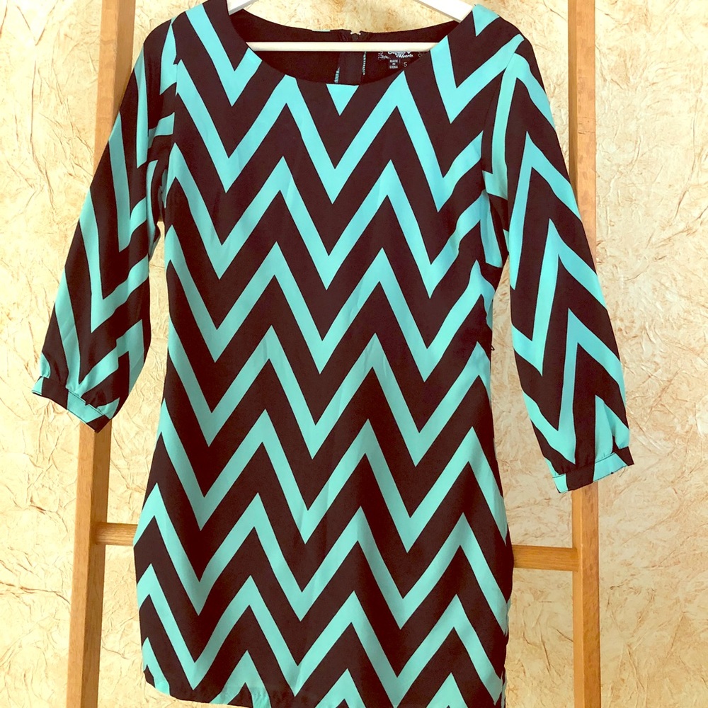 Chevron Mint Green and black dress